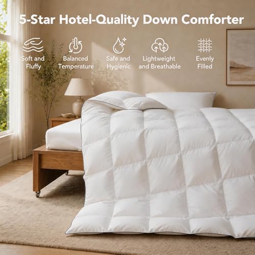 King Size Down Duvet Insert - Luxury White Comforter, Hypoallergenic