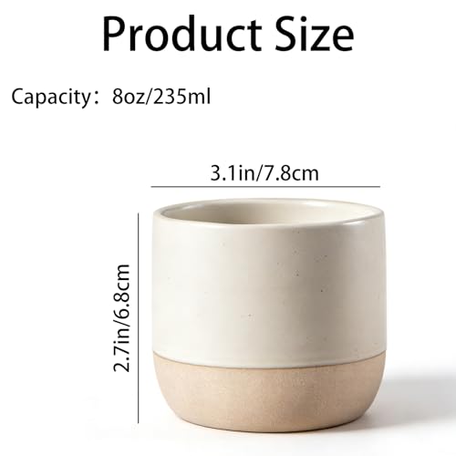 Japanese Ceramic Mug 8oz No Handle Tea Cup - Vintage, Rustic, Microwave & Dishwasher Safe