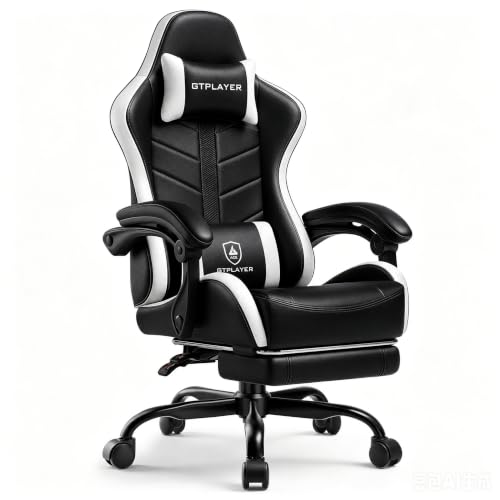 Ergonomic Gaming Chair with Footrest, Reclining Computer Chair for Office