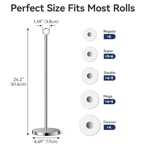 Freestanding Stainless Steel Toilet Paper Holder Stand for 4 Rolls