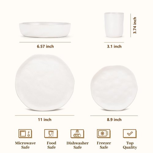 Cabtnca Modern Ceramic Dinnerware Sets for 4, 16 Pieces Stoneware Plates and Bowls Sets, Highly Chip Scratch Resistant, Microwave & Dishwasher Safe Dish Set for Home Kitchen, Speckled White
