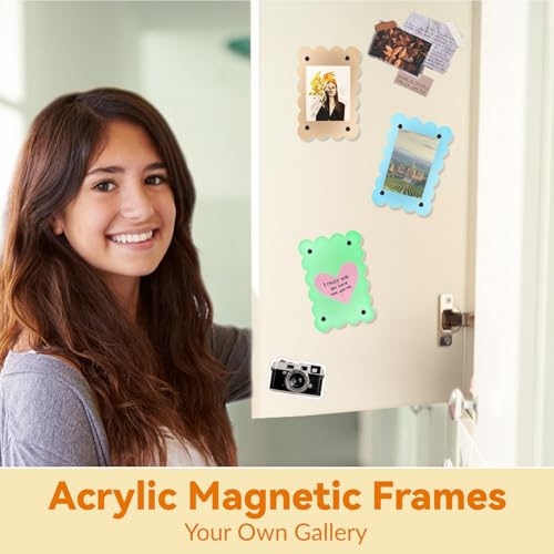 10-Pack Scalloped Acrylic Magnetic Picture Frames for Fridge - 2.36 x 3.54 Inch