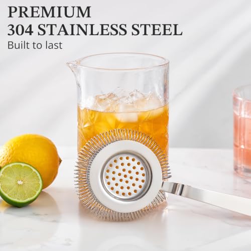 KITESSENSU Long Handle Hawthorne Strainer - 18/8 Stainless Steel Cocktail Filter