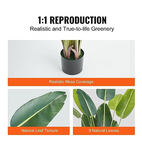Artificial Bird of Paradise Tree - 5FT Faux Plant with Anti-Tip Feature