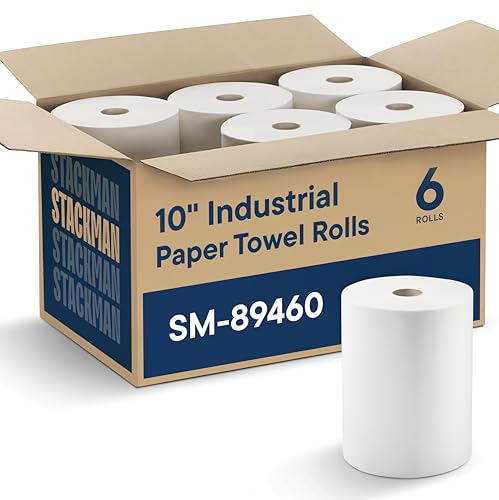 High Capacity Industrial Paper Towels - 800 Sheets, 6 Rolls, TAD Fabric