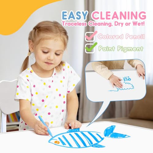 Kids Adjustable Table and Chair Set with Wipeable Doodle-Friendly Surface