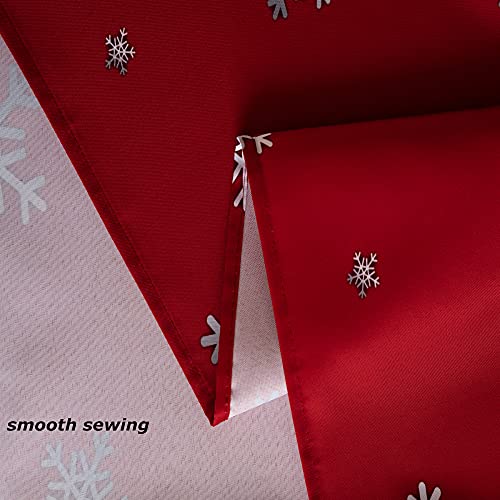 Decorative Christmas Tablecloth 60x84 Inch Red Snowflakes Water Resistant Holiday Table Cover - Gradient Colors