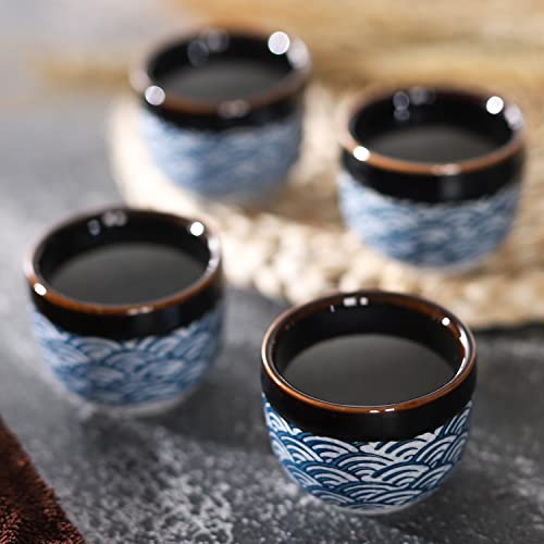 Gray Ceramic Sake Set of 7 with 1 Bottle & 6 Cups - Japanese Culture Gift