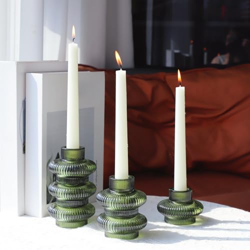 12pcs Green Candlestick Holders for Spring and Christmas - VOHO Set of 12
