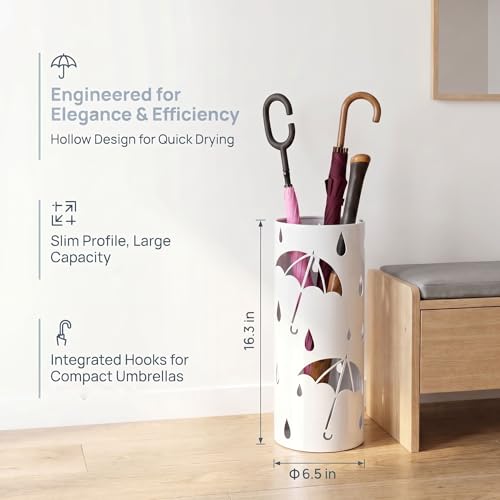 Freestanding Metal Umbrella Stand Rack for Entryway, 17-Inch Round Holder