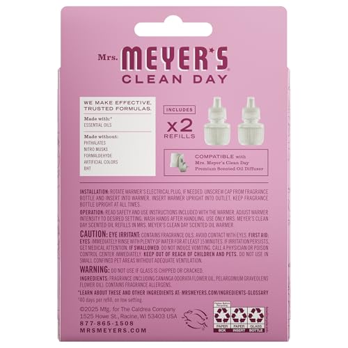 Peony Scented Oil Air Freshener Refills, 0.67oz Glass Bottles - 2 Pack