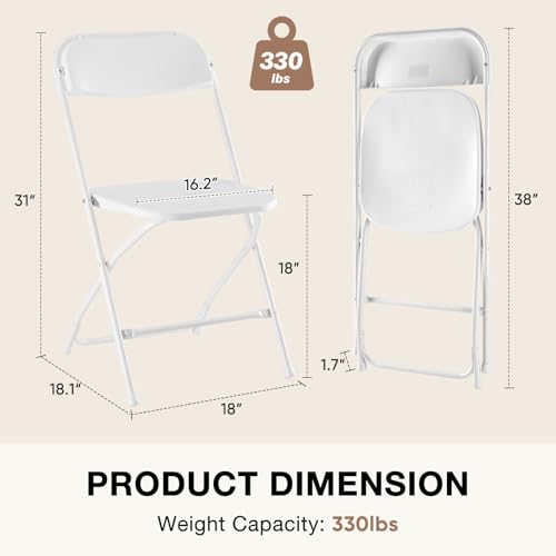 Folding Chairs Set of 4, Portable Stackable Steel Chair for Indoor Outdoor
