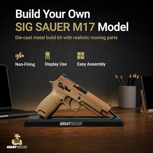 M17 Pistol Model Kit - 1:2.5 Scale Diecast Metal Replica, 4-Inch Tan