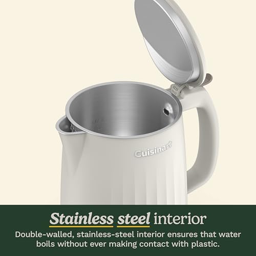 1-Liter Electric Tea Kettle, Stainless Steel Double Wall Hot Water Boiler