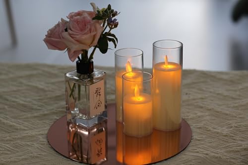 10-Inch Rose Gold Mirror Centerpiece Trays, 12-Pack Acrylic Table Decor