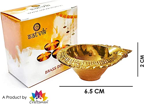 10 Pack Handmade Brass Lakshmi Deepak Oil Lamps for Diwali