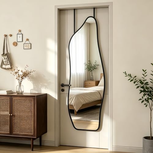 48"x16" Dolphin Shaped Full Length Mirror - Black Aluminum Alloy Wall Mirror