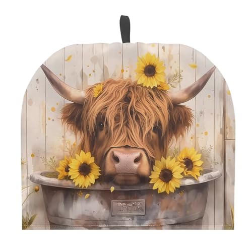 Highland Cow and Sunflower Insulated Tea Cozy for Standard Teapots