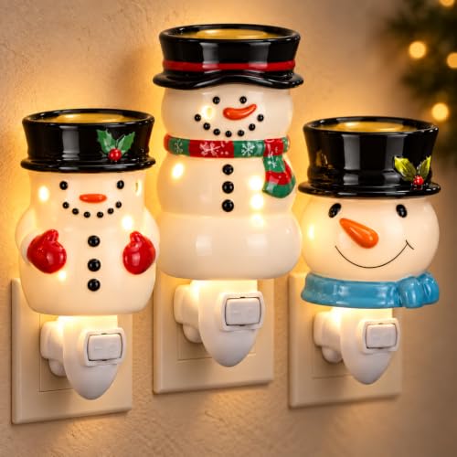 3-Piece Snowman Wax Warmer Set with Replaceable 15W Bulbs