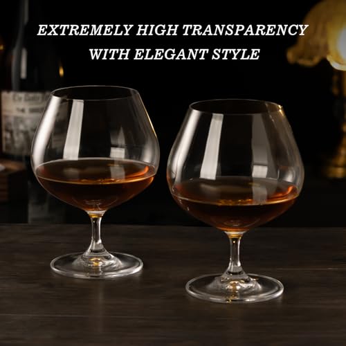 GLASKEY 22oz Crystal Brandy Snifter Glasses Set of 2, Dishwasher Safe Cognac & Whiskey Glasses