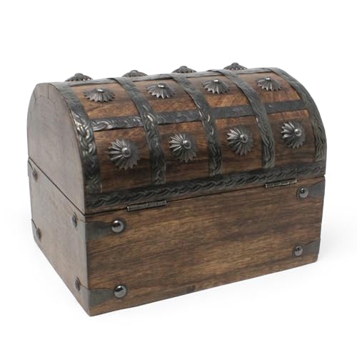 Small Wooden Treasure Chest with Velvet Lining and Antique Lock
