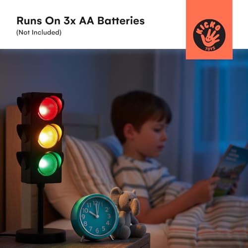 11-Inch Traffic Light Lamp - 4-Mode Color Changing LED Night Light for Kids