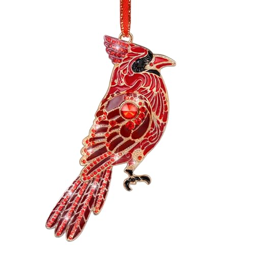 Red Cardinal Christmas Ornament - Metal Holiday Tree Decor Gift for Women & Kids