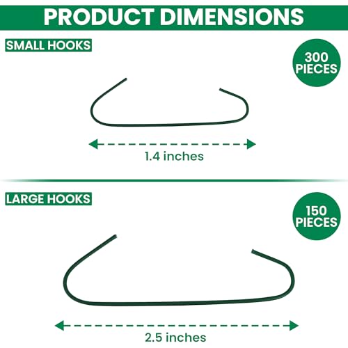 Heavy Duty Green Christmas Tree Ornament Hooks - 450 Pack (1.4 & 2.5 Inch)