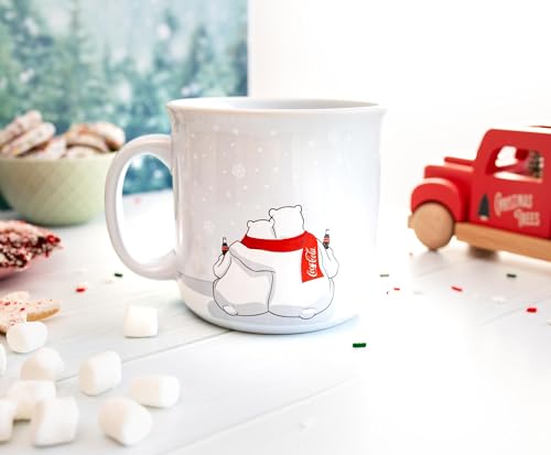 Silver Buffalo Coca-Cola Polar Bears Holiday Camper Mug - 20oz Ceramic Coffee Cup
