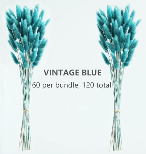 120 PCS Teal Dried Pampas Grass Decor, 17-Inch Boho Floral Arrangement