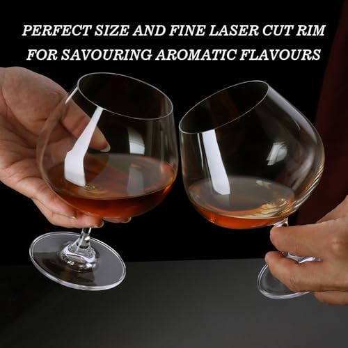 GLASKEY 22oz Crystal Brandy Snifter Glasses Set of 2, Dishwasher Safe Cognac & Whiskey Glasses