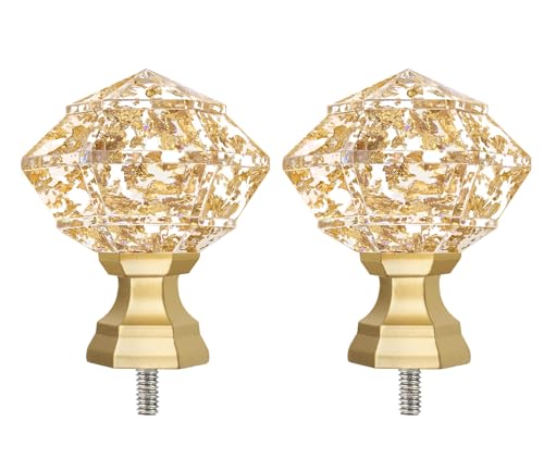Gold Translucent Diamond Curtain Rod Finials for 3/4 Inch Drapery Rods