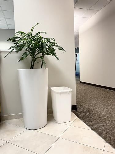 9 Gallon Rectangular Plastic Trash Can, White Under Counter Waste Basket