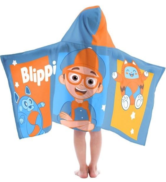 Kids Hooded Towel Poncho, 100% Cotton Bath and Beach Wrap, 22" x 51"