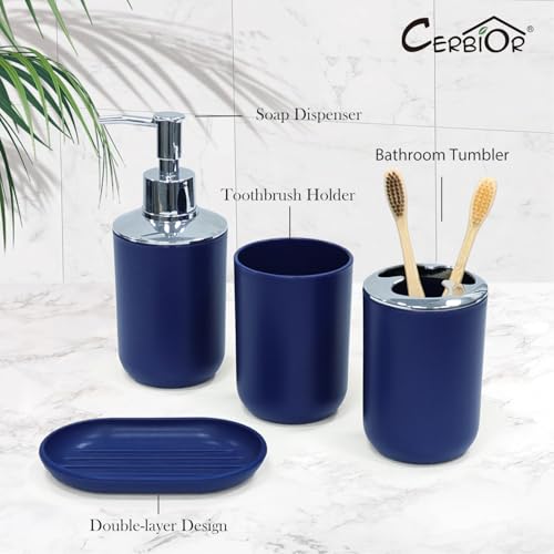 6-Piece Bathroom Accessory Set in Royal Blue, Durable Plastic Bath Ensemble