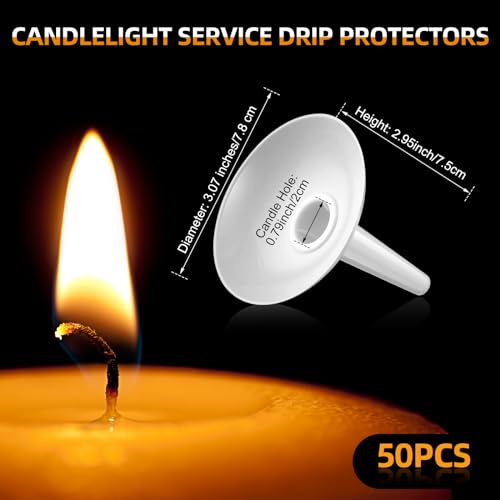Reusable Plastic Candle Drip Protectors - 50 Pack Bulk Vigil Candle Holders