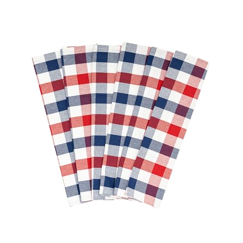 Organic Cotton Mart Red Blue White 6-Pack Patriotic Kitchen Towels 30x20