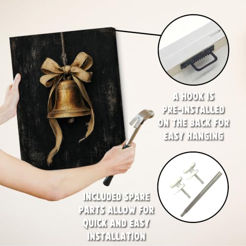 JMENGSSFL Vintage Christmas Bell Rustic Canvas Wall Art 11x14 | YH-Christmas-16