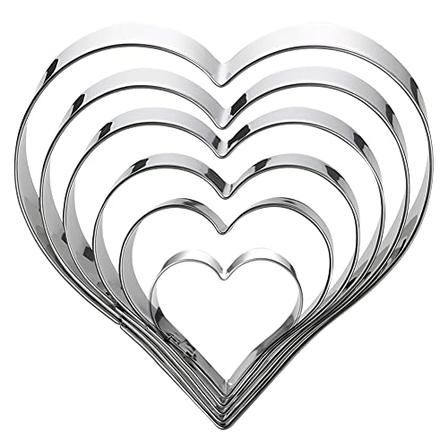 Heart Cookie Cutter Set - 6 Stainless Steel Shapes for Baking & Crafts