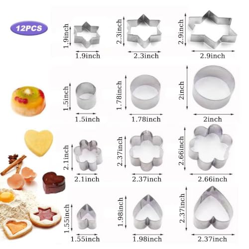 12 Pcs Stainless Steel Cookie Cutters Set – Multi-Size Baking Molds