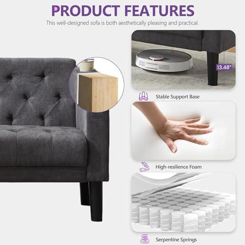 62-Inch 2-Piece Compact Sofa and Loveseat Set with USB Charging Ports