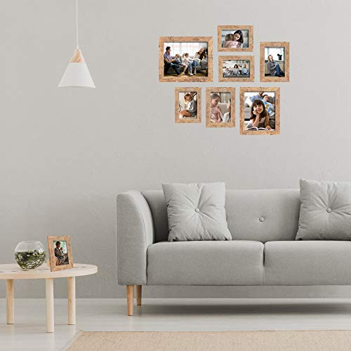 8x10 Rustic Brown Picture Frame Set of 4 - Real Glass Photo Frames