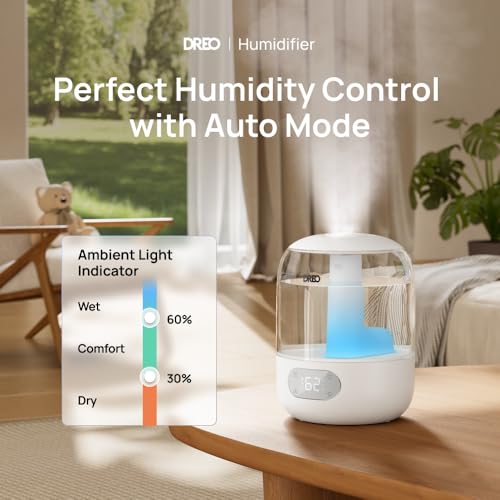 DREO 3L Cool Mist Humidifier for Bedroom - 30H Runtime, Quiet, Night Light