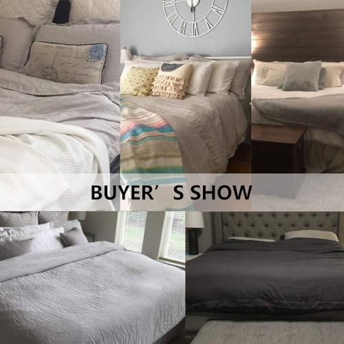 100% French Linen Duvet Cover Set - 3-Piece Embroidered Bedding (King)