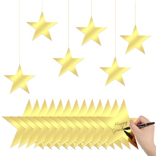 100 Pcs 6-Inch Gold Star Cutouts - Double-Sided Glitter Paper Stars