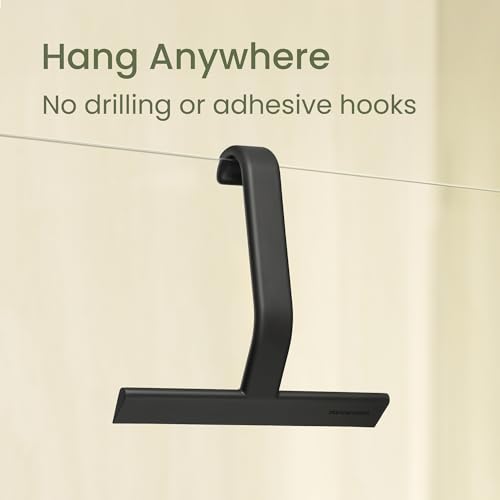 Dancemoon Shower Squeegee with Built-in Hook, 10-Inch Black Silicone