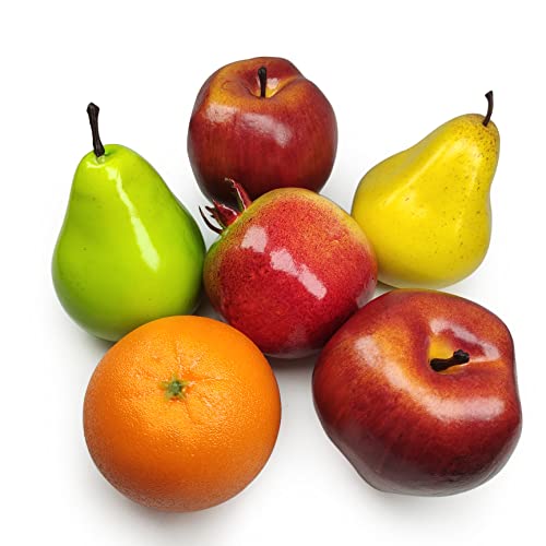 Artificial Fruit Set - 6 Piece Faux Fruits for Home Decor