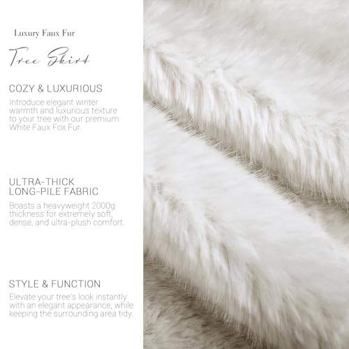 Halloscume 48 Inch Faux Fur Christmas Tree Skirt - Extra Thick White
