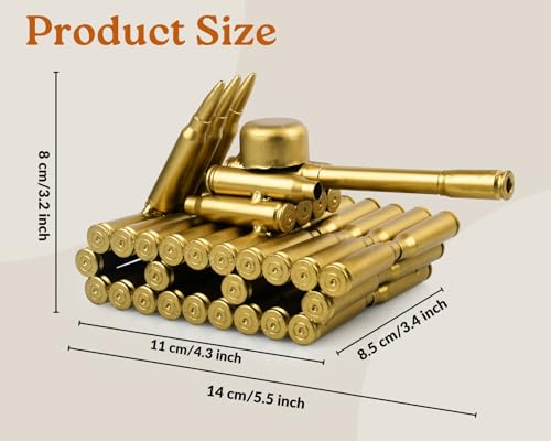Metal Tank Sculpture Handmade Bullet Casing Figurine Desk Decor