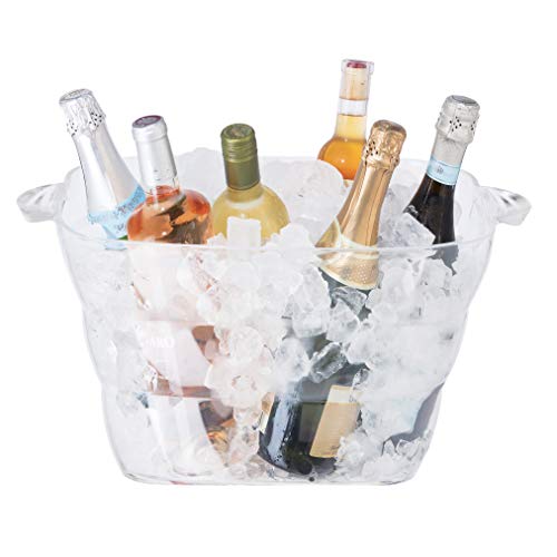 Oggi Acrylic Square Beverage Cooler - 16.75 x 14 Inch Drink Tub with Handles